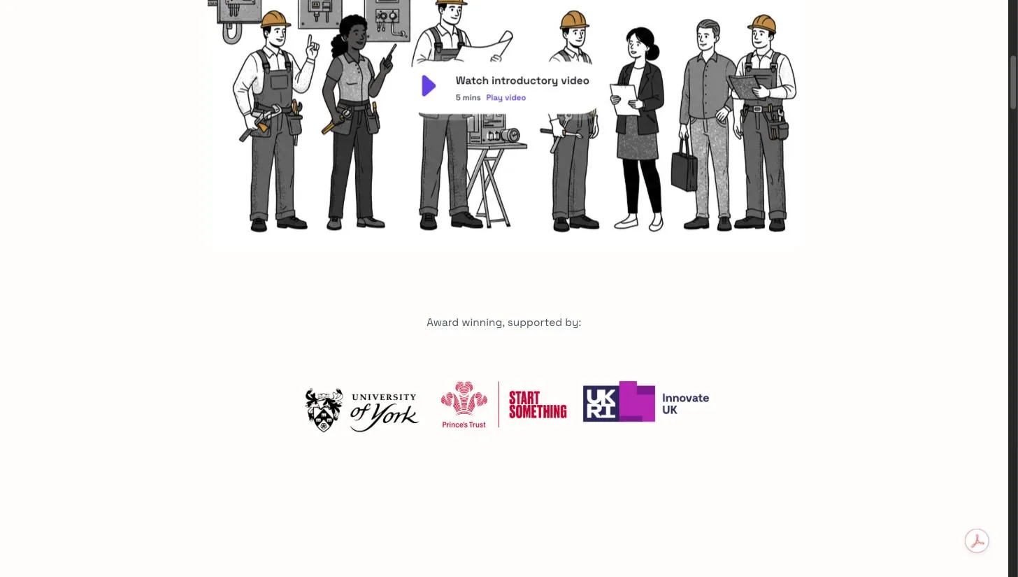 Priceable's supporters section showing Innovate UK, the Prince's Trust and the University of York.
